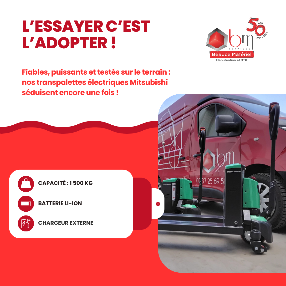 Transpalette electrique lithium 1T5 Mitsubishi PBP15QBL