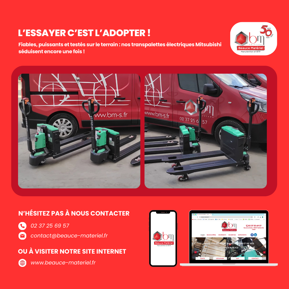 Transpalette électrique Lithium 1500 kg Mitsubishi PBP15QBL
