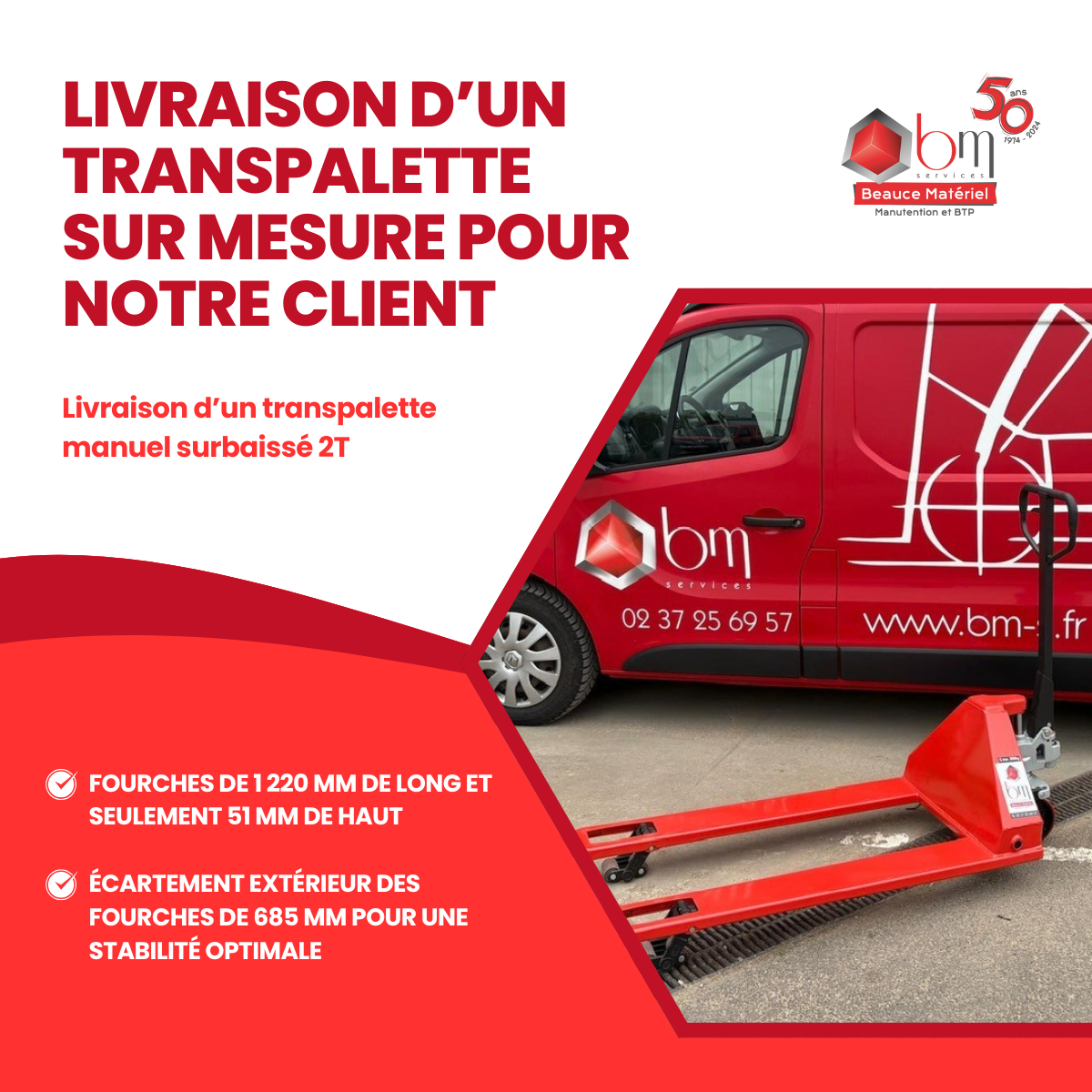 Transpalette manuel surbaissé 2000 kg Noblelift