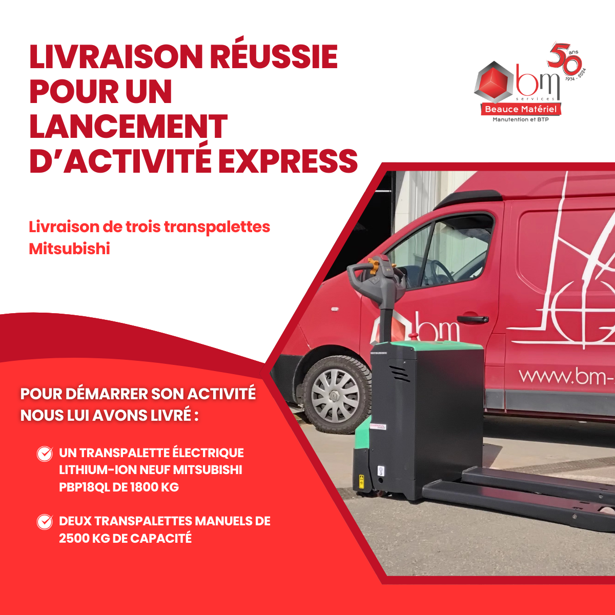 Transpalette electrique lithium 1800 kg Mitsubishi PBP18QBL