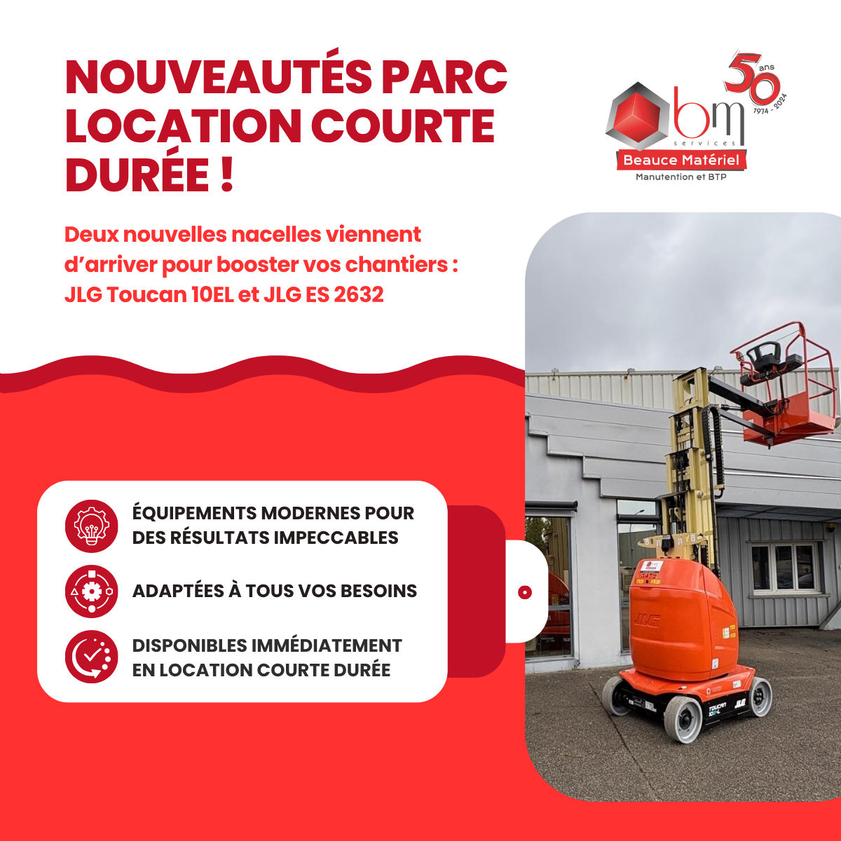 2 nouvelles nacelles élévatrices électriques en location à Chartres