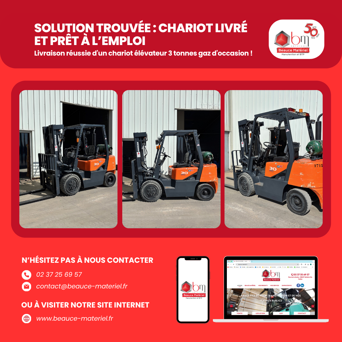 Livraison chariot élévateur 3 tonnes gaz d'occasion