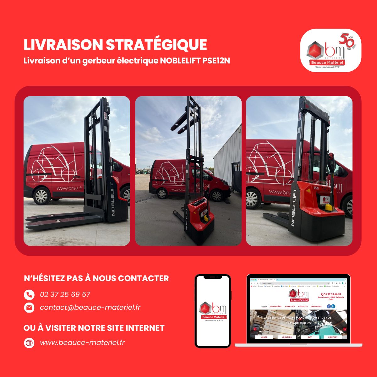 gerbeur lithium electrique 1,2 tonnes NOBLELIFT PSE12N