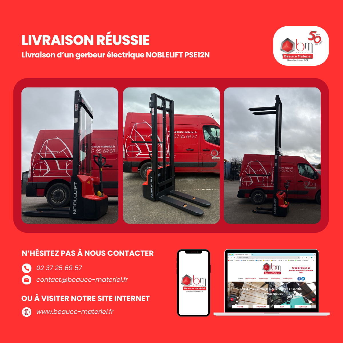 Gerbeur electrique lithium accompagnant 1,2 tonnes Noblelift PSE12N