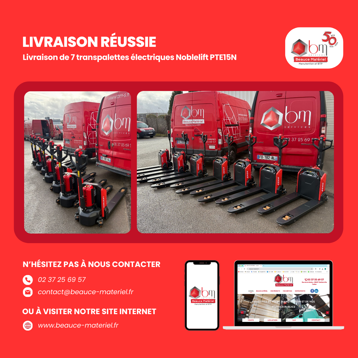 7 transpalettes 1,5T NOBLELIFT avec subvention CARSAT