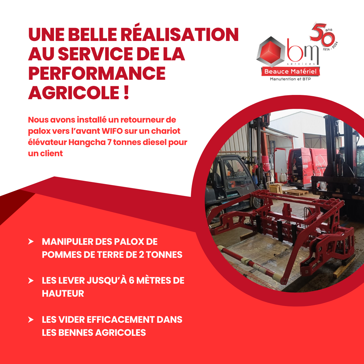 Fourniture retourneur de palox sur chariot HANGCHA 7 tonnes diesel