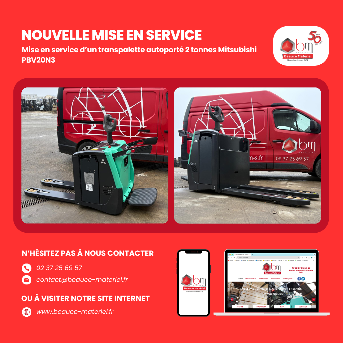 Transpalette électrique porté debout 2 000 kg Mitsubishi PBV20N3