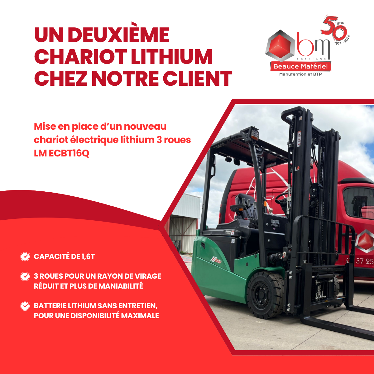 Chariot élévateur électrique Lithium 1 600 kg LM ECBT16Q by Mitsubishi Logisnext